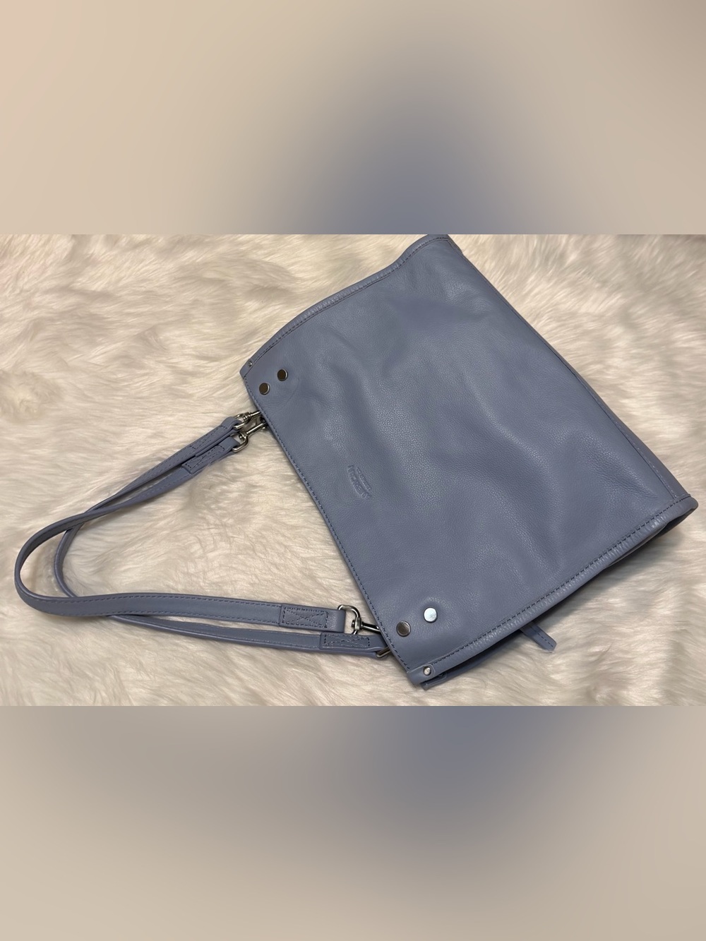 American Leather Co Lenox Lavender/Light Blue Shoulder Bag Silver-Tone Hardware